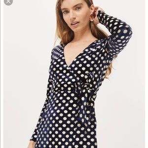 Topshop Velvet Wrap Polka Dot Mini Dress